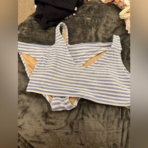 Old Navy Blue and White Striped Bikini